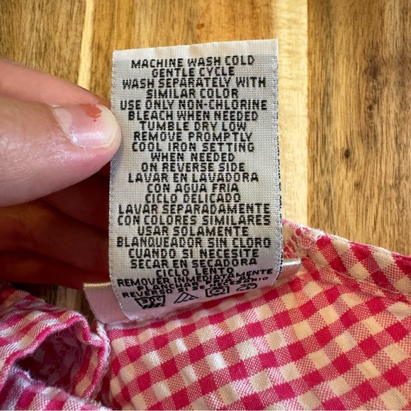 VINTAGE floral embroidered pink checkered girls summer dress size 6 - Picture 7 of 7